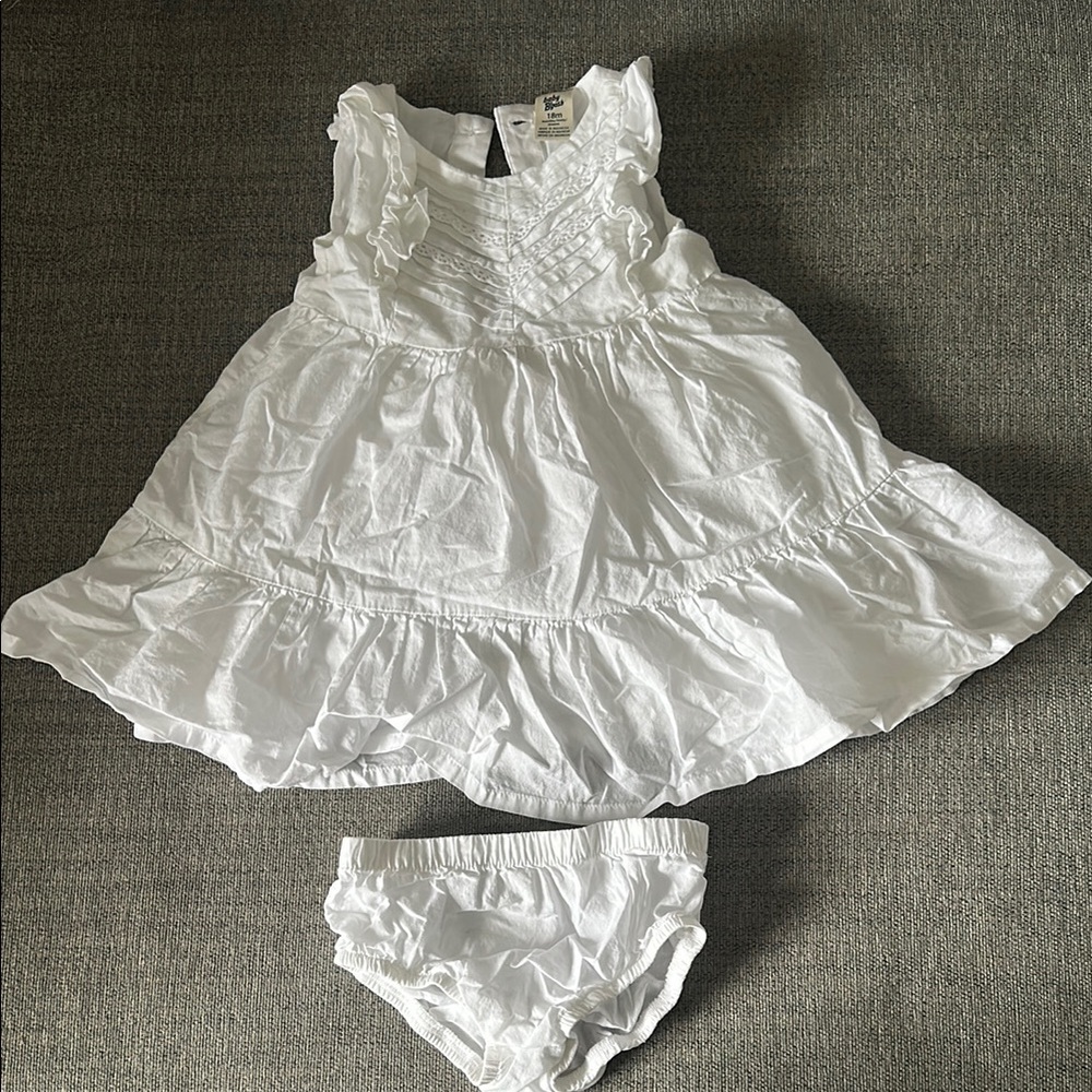 White Ruffled Baby Dress with Bloomers